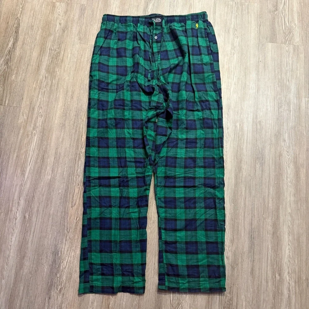 Polo Ralph Lauren Sleepwear Mens XL Green Plaid Flannel Sleep Pants